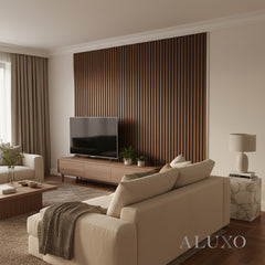 ALUXO® WPC 3D SLAT Wall Panels 235×15.2cm (SET of 14) – Dark Oak