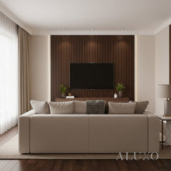 ALUXO® WPC 3D SLAT Wall Panels 235×15.2cm (SET of 14) – Dark Oak