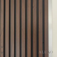 ALUXO® WPC 3D SLAT Wall Panels 235×15.2cm (SET of 14) – Dark Oak