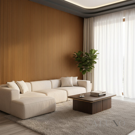 ALUXO® WPC 3D SLAT Wall Panels 235×15.2cm (SET of 14) – Light Oak