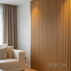 ALUXO® WPC 3D SLAT Wall Panels 235×15.2cm (SET of 14) – Light Oak