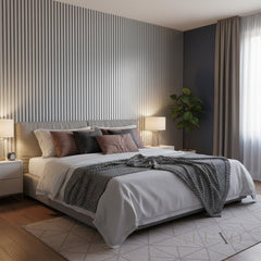 ALUXO® WPC 3D SLAT Wall Panels 235×15.2cm (SET of 14) – Silver Chrome