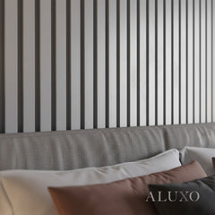 ALUXO® WPC 3D SLAT Wall Panels 235×15.2cm (SET of 14) – Silver Chrome