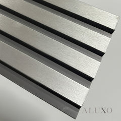 ALUXO® WPC 3D SLAT Wall Panels 235×15.2cm (SET of 14) – Silver Chrome