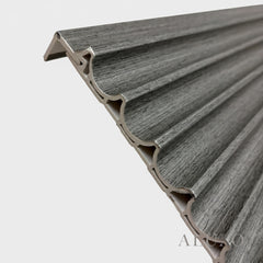 ALUXO® WPC 3D Wave + Flat Wall Panels with 4/10 End Trims Set - Ash Grey