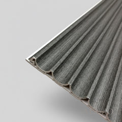 ALUXO® WPC 3D Wave + Flat Wall Panels with 4/10 End Trims Set - Ash Grey