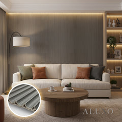 ALUXO® WPC 3D WAVE Wall Panels 235×15.9cm (SET of 10) - Ash Grey