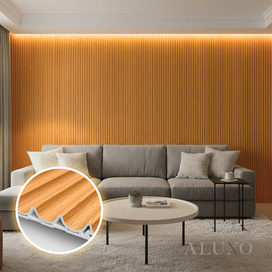 ALUXO® WPC 3D WAVE Wall Panels 235×15.9cm (SET of 10) - Light Oak