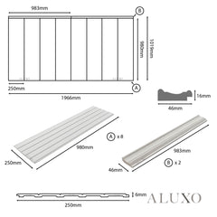 Wainscoting Wall Panel Kit - Slat White (196cm x 101cm) | Modern Half Wall Panelling