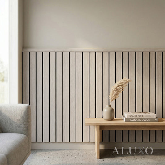 Pre-Cut Wainscoting Wall Panel Kit - Slat Light Oak (196cm x 101cm) | Ready-to-Install Modern Half Wall Panelling