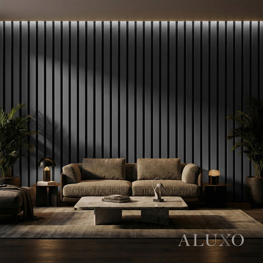 Panelux™ Pro Wide Black Coloured Wall Panel | 3-Sided Wrap Design 240cm x 30cm (Set of 2)