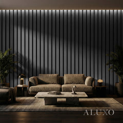 Panelux™ Pro Wide Black Coloured Wall Panel | 3-Sided Wrap Design 240cm x 30cm (Set of 2)