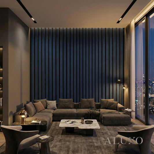 Panelux™ Pro Wide Blue Coloured Wall Panel | 3-Sided Wrap Design 240cm x 30cm (Set of 2)