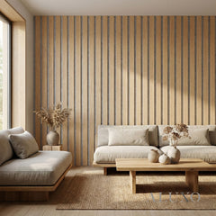 Panelux™ Pro Wide 3-Sided Wood Veneer Oak Wall Panels | Grey Felt Backing - 240cm x 30cm (Set Of 2)