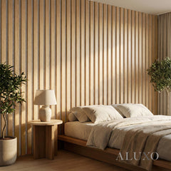 Panelux™ Pro Wide 3-Sided Wood Veneer Oak Wall Panels | Grey Felt Backing - 240cm x 30cm (Set Of 2)