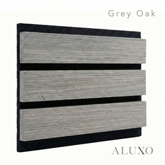 Aluxo Premium 3-Sided Wood Veneer Grey Oak WIDE SLAT Wall Panels - 240cm x 30cm (Set Of 2)