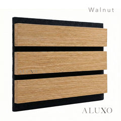 Aluxo Premium 3-Sided Wood Veneer Walnut WIDE SLAT Wall Panels - 240cm x 30cm (Set Of 2)