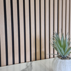 Acoustic Slatted Wall Panels 240 x 60cm - Light Oak