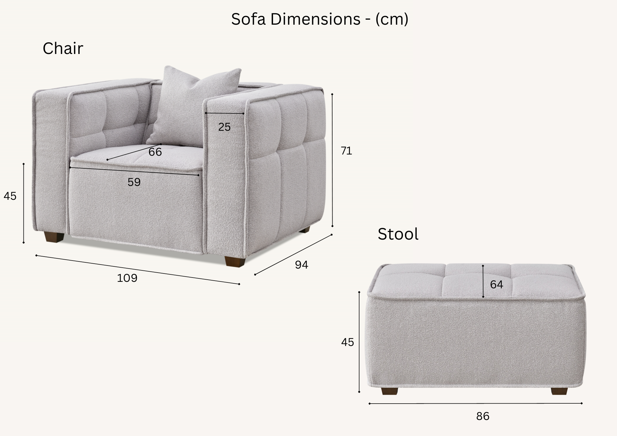 Murray Sofa Range in Putty Boucle Fabric