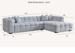 ALUXO® Tribeca Bubble Right Hand Corner Sofa – Oatmeal Beige Bouclé Fabric