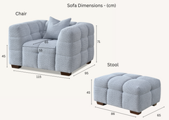 ALUXO® Tribeca Bubble Sofa Collection in Oatmeal Beige Bouclé – 3/4 Seater Sofa, Armchair & Footstool