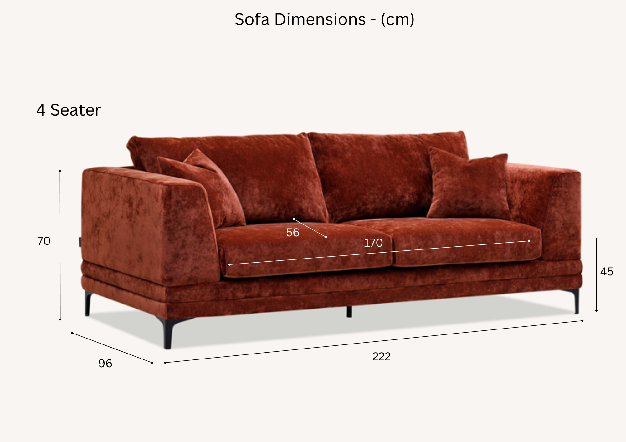 Lenox Sofa Range in Rust Velvet