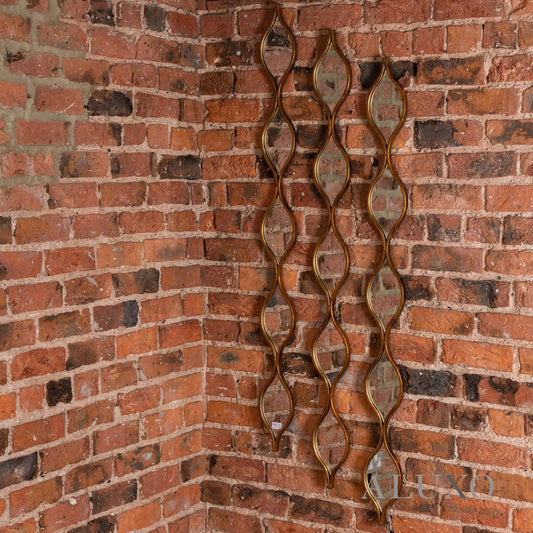 Elden Sculptural Wavy Slim Wall Mirror in Aged Gold - 146cm