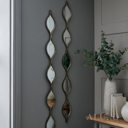 Elden Sculptural Wavy Slim Wall Mirror in Silver - 146cm