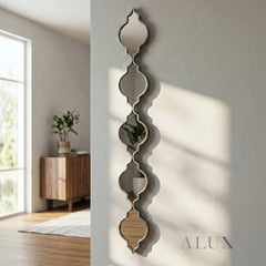 Elden Vertical Quatrefoil Slim Wall Mirror in Silver - 132cm