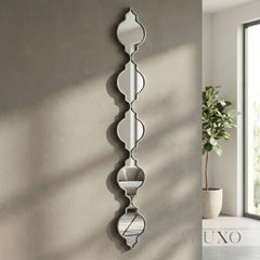 Elden Vertical Quatrefoil Slim Wall Mirror in Silver - 132cm