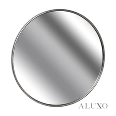 Orel Large Circular Statement Wall Mirror in Silver Foil - 125cm