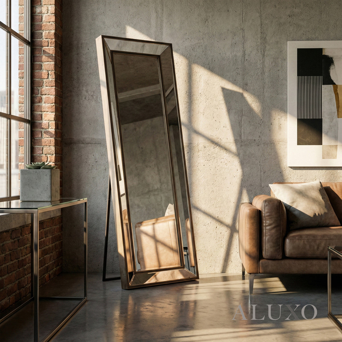 Lumi Antique Gold Large Full Length Mirror with Distressed Glass - 180cm