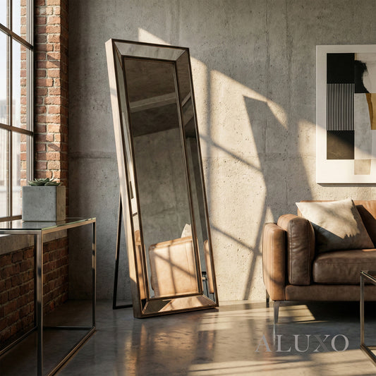 Lumi Antique Gold Large Full Length Mirror with Distressed Glass - 180cm