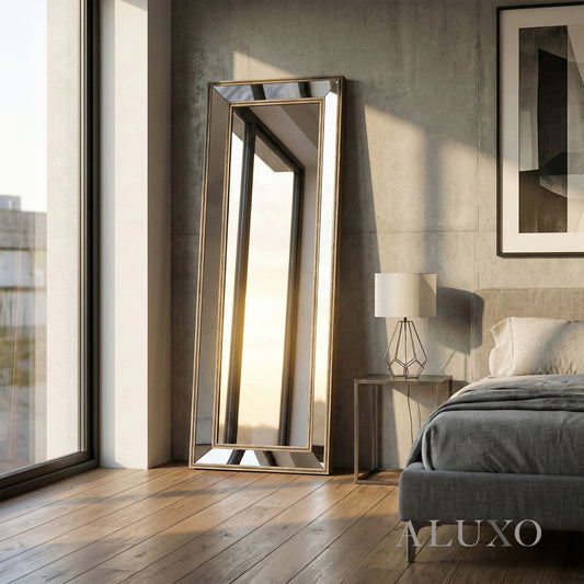 Lumi Antique Gold Large Full Length Mirror with Distressed Glass - 180cm