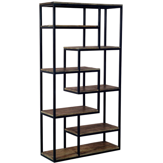 Tall Industrial Metal Shelf Unit – 6-Tier Open Display Shelving, 203cm Room Divider