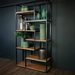 Tall Industrial Metal Shelf Unit – 6-Tier Open Display Shelving, 203cm Room Divider