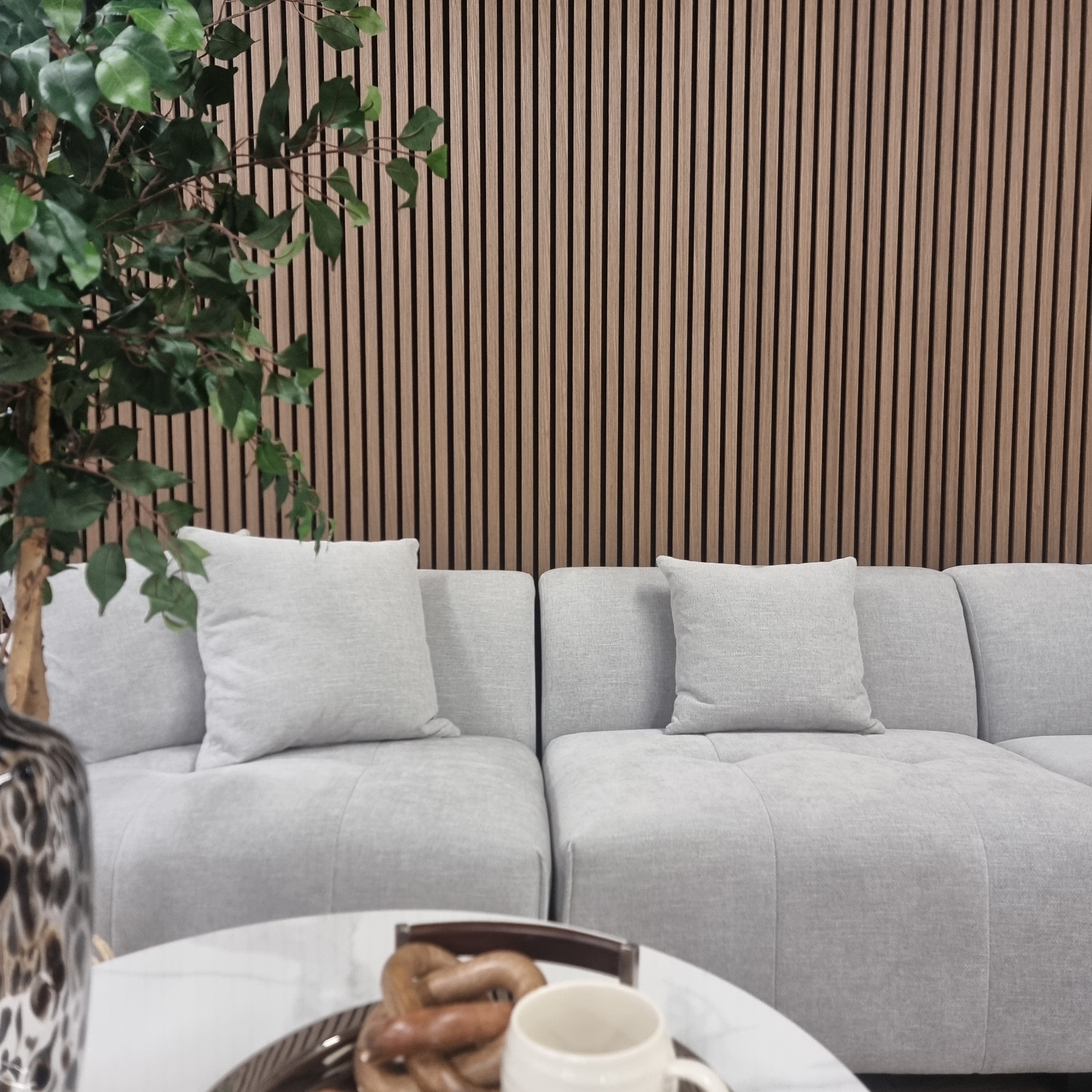 Acoustic Slatted Wall Panels 240 x 60cm - Dark Oak