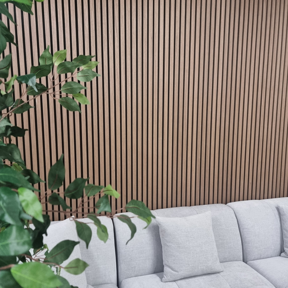 Acoustic Slatted Wall Panels 240 x 60cm - Dark Oak