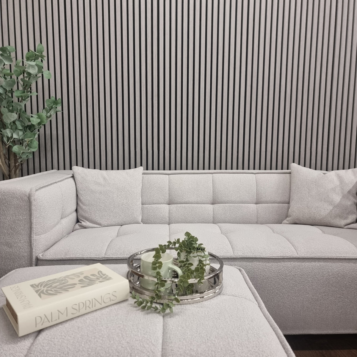 Acoustic Slatted Wall Panels 240 x 60cm - Ash Grey