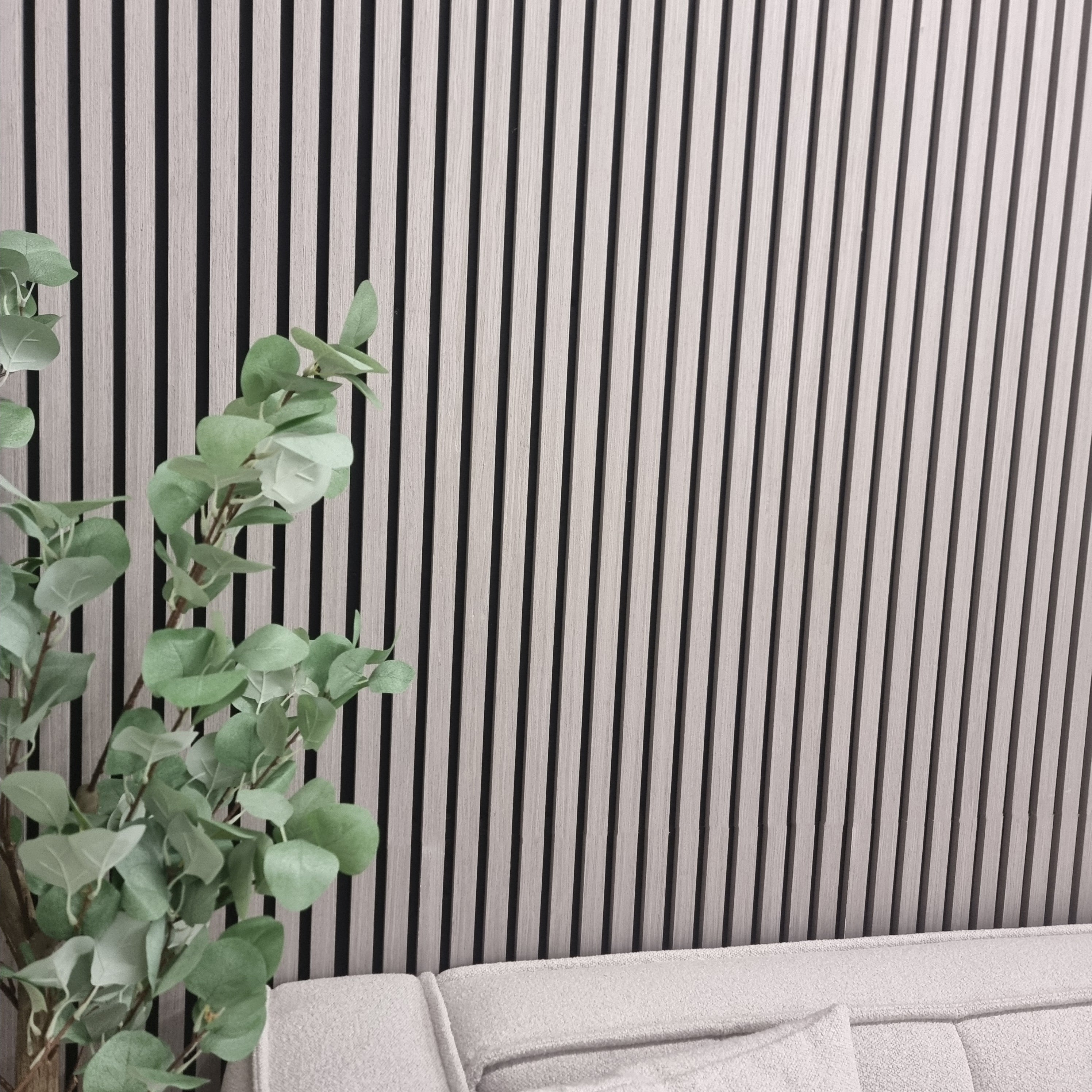 Acoustic Slatted Wall Panels 240 x 60cm - Ash Grey