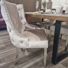 Oskar Dining Chair in Beige Velvet