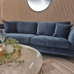 ALUXO® Lenox 3 & 2 Seater Sofa – Aegean Blue Velvet | Mid-Century Modern Comfort