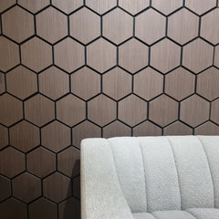 Acoustic Hexagon Wall Panel 70 x 60cm - Walnut (Dark Oak)