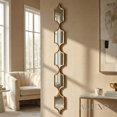 Elden Geometric Linked Slim Wall Mirror in Gold - 145cm