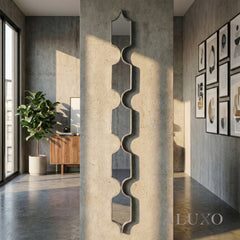Elden Geometric Linked Slim Wall Mirror in Silver - 145cm