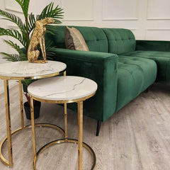 Kaito Nest of 2 Tall Gold End Tables with Polar White Sintered Stone Tops