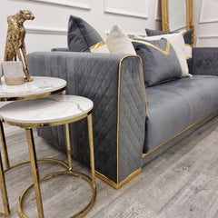Kaito Nest of 2 Tall Gold End Tables with Polar White Sintered Stone Tops