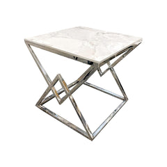 Airi Chrome Lamp Table with Stomach Ash Sintered Stone Top