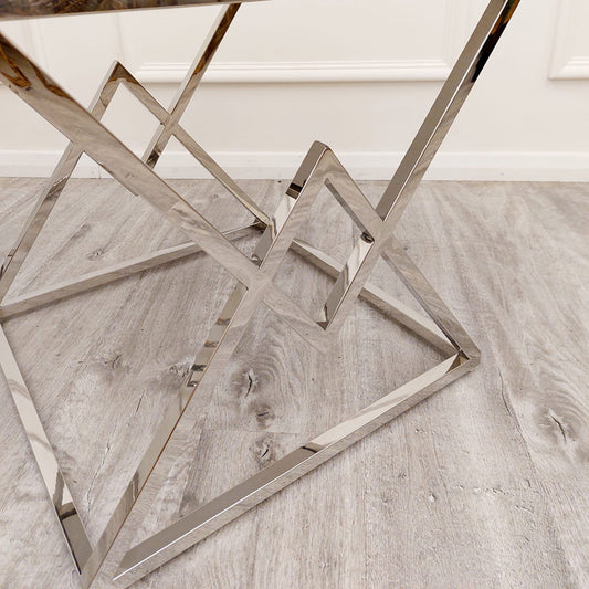 Airi Chrome Lamp Table with Stomach Ash Sintered Stone Top