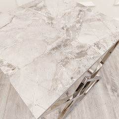 Airi Chrome Lamp Table with Stomach Ash Sintered Stone Top